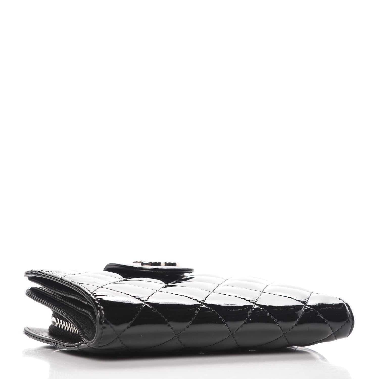 Chanel Patent Quilted Brilliant Zipped Pocket Wallet Black 4 of 11