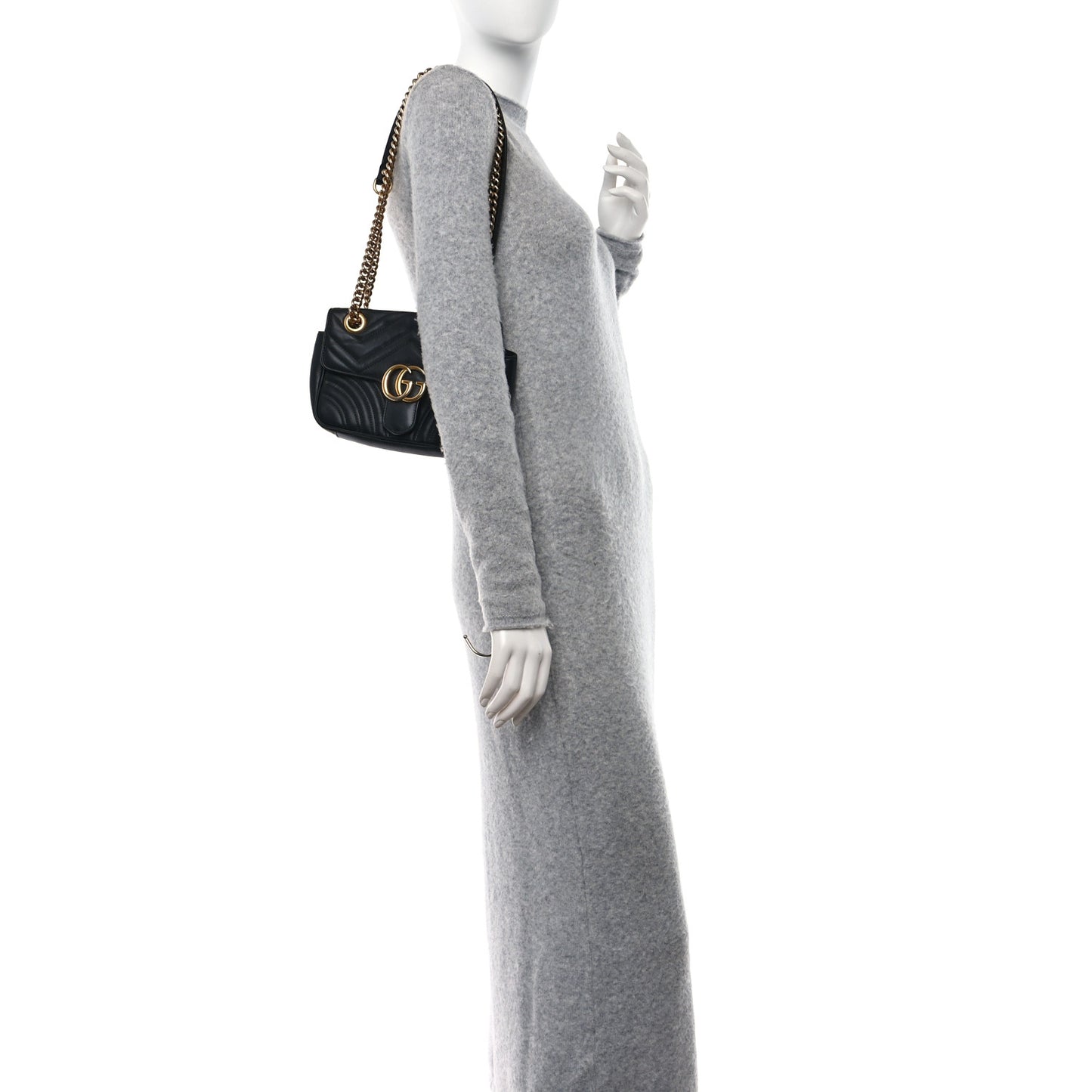 Calfskin Matelasse Mini GG Marmont Shoulder Bag Black