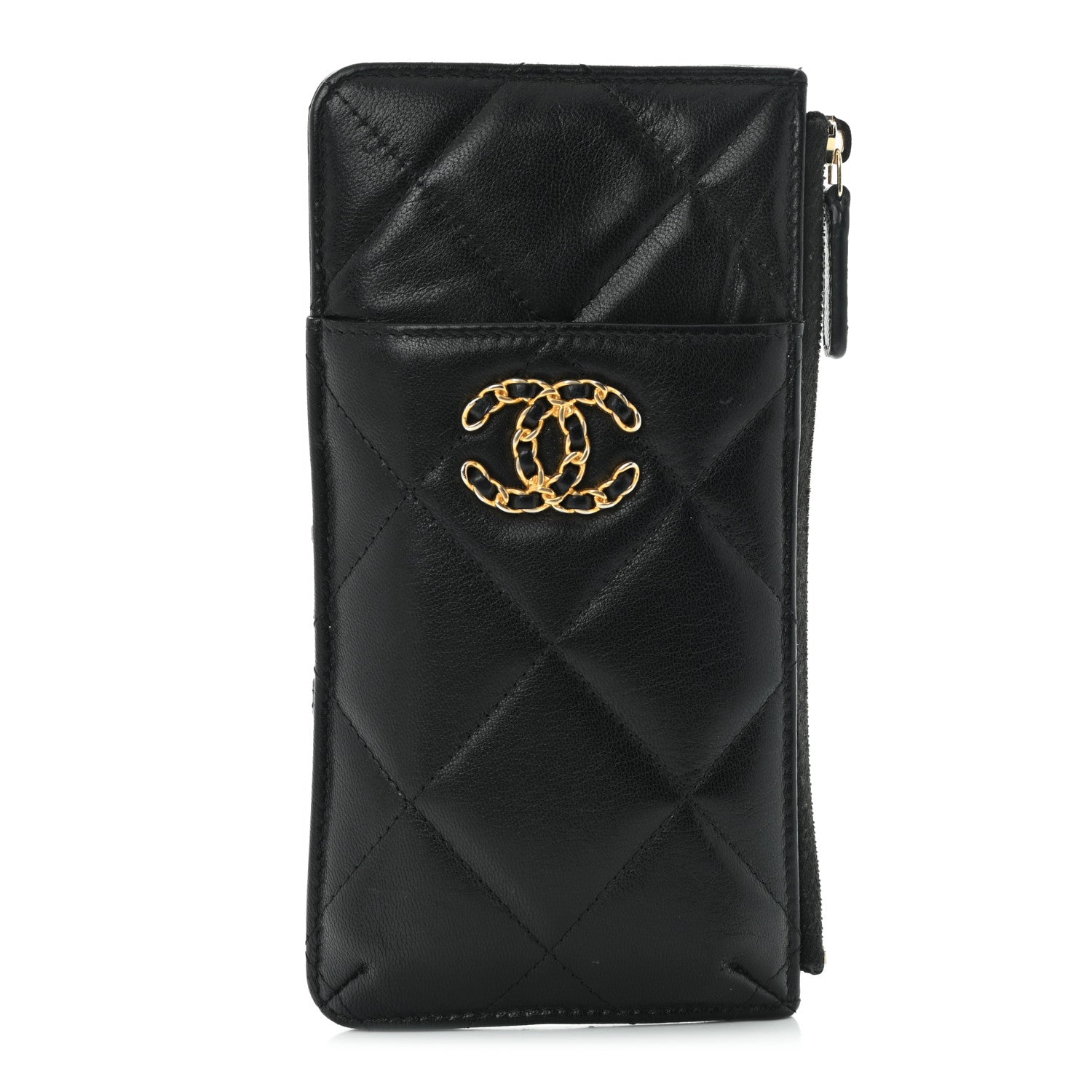 Chanel Lambskin Quilted Chanel 19 Phone and Card Holder Black 1 of 10