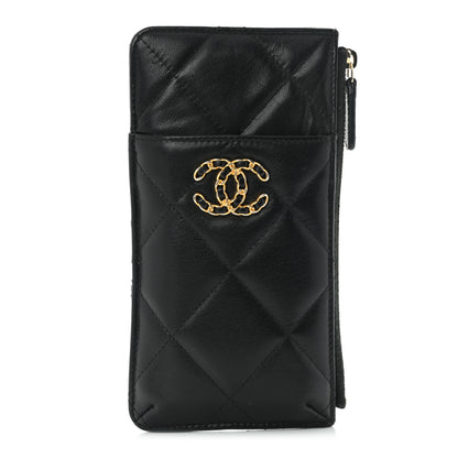 Chanel Lambskin Quilted Chanel 19 Phone and Card Holder Black 1 of 10
