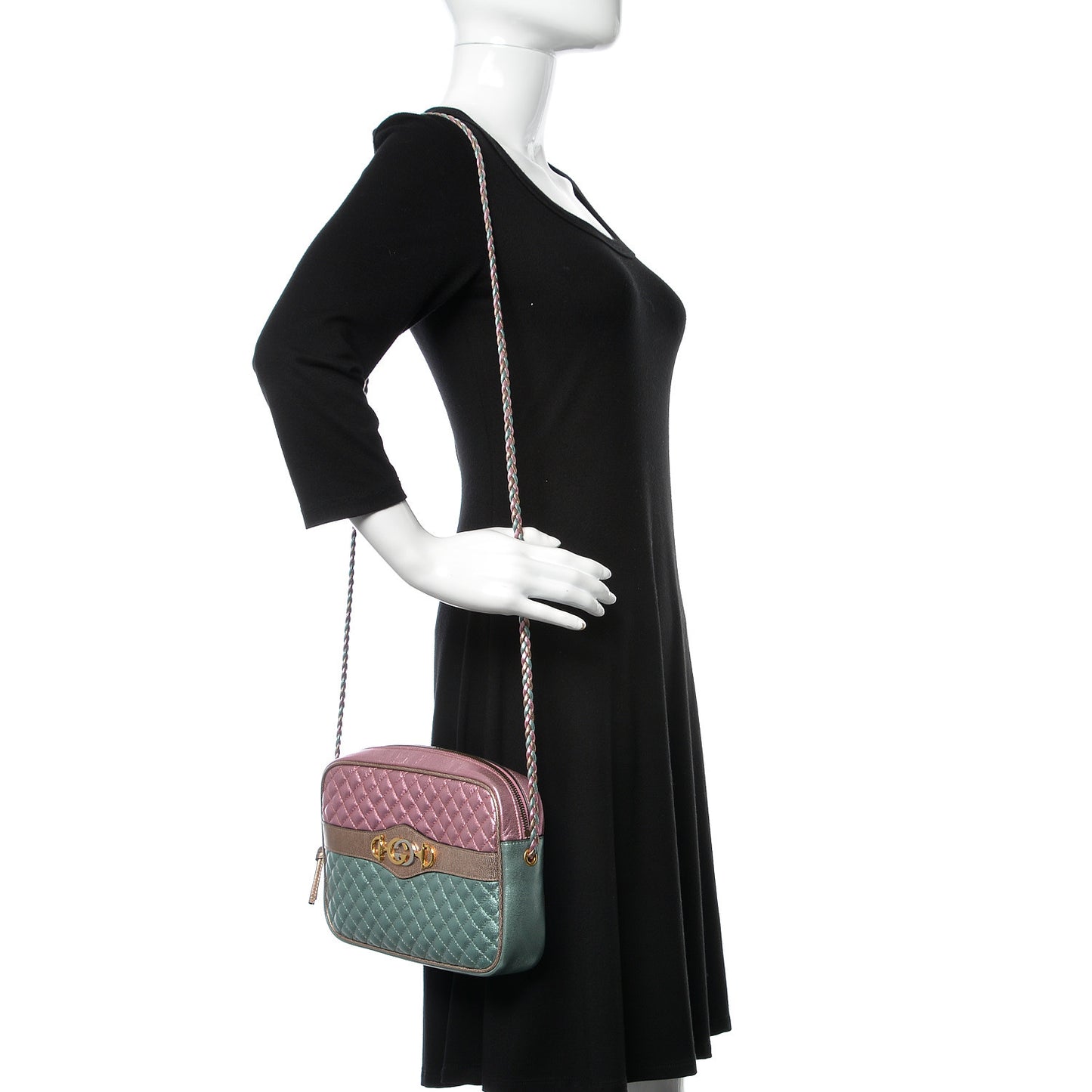 Laminated Nappa Trapuntata Small Zumi Shoulder Bag Rosa Lago Rame