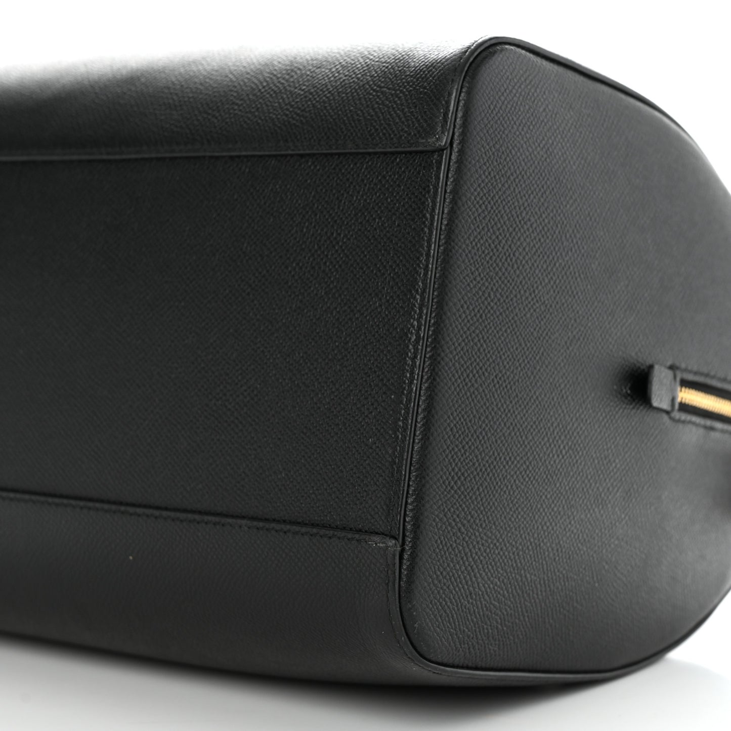 Grained Calfskin Medium Ville Bowling Bag Black