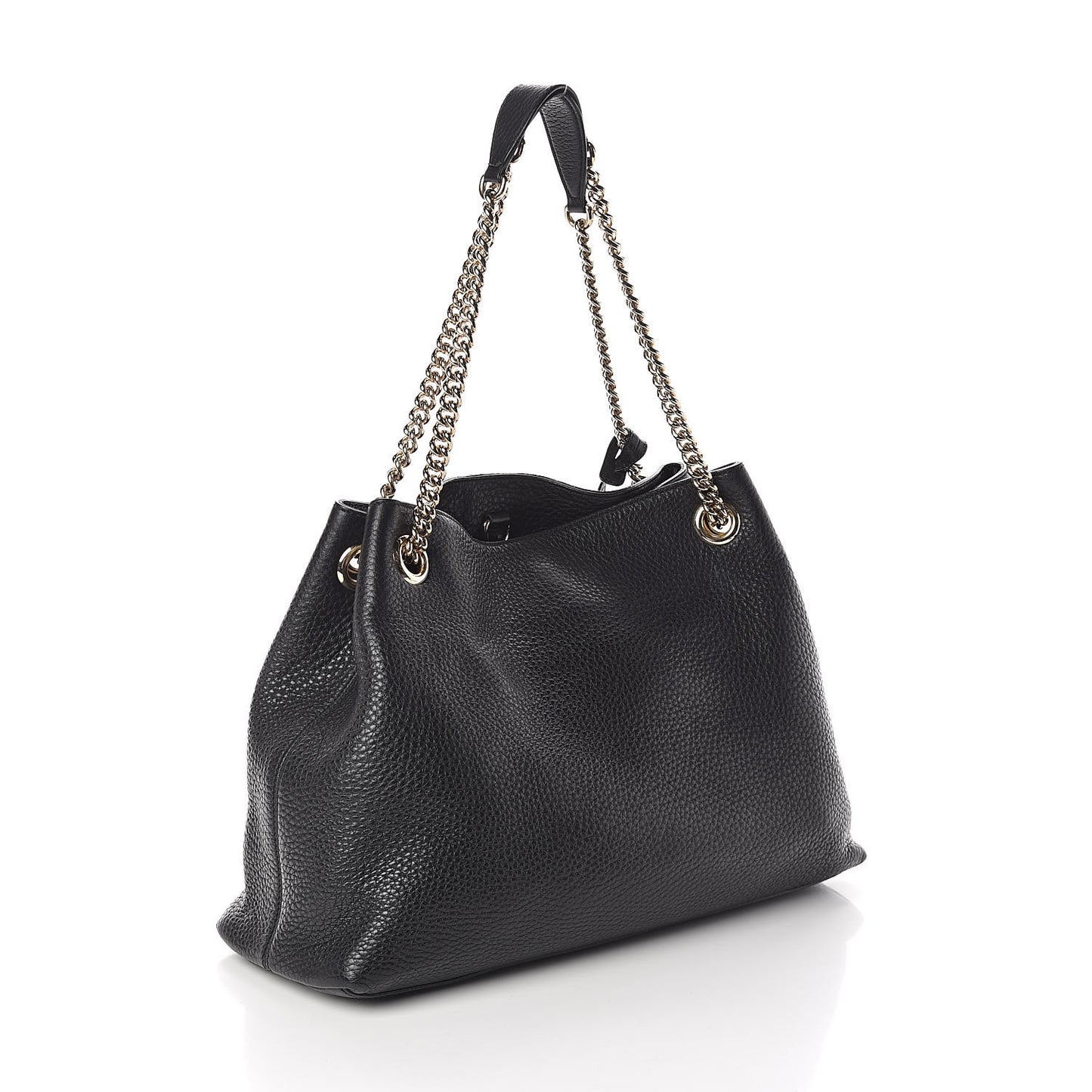 Pebbled Calfskin Medium Soho Chain Shoulder Bag Black