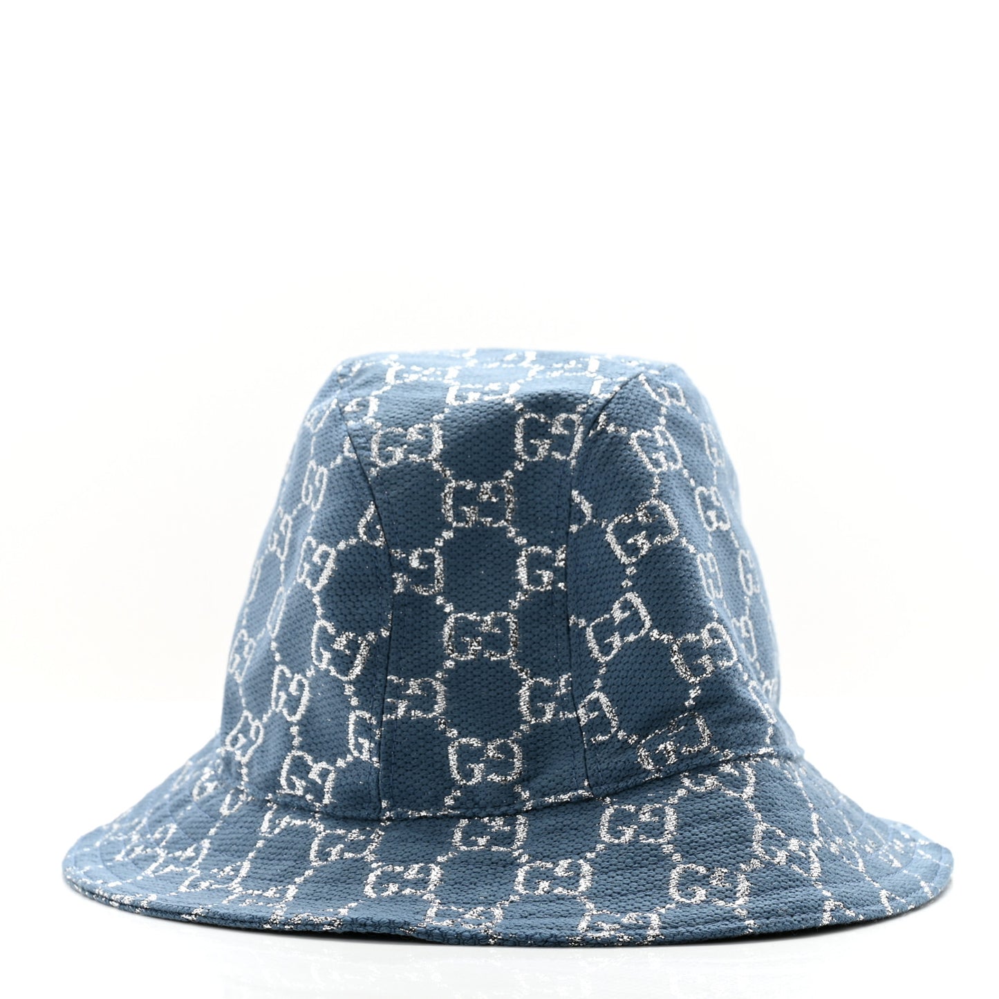 Canvas Lame GG Monogram Bucket Hat M Light Blue Silver