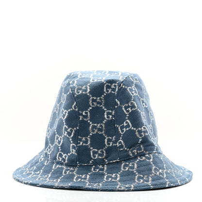 Gucci Canvas Lame GG Monogram Bucket Hat M Light Blue Silver 6 of 10