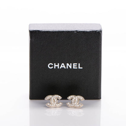 Chanel Crystal CC Earrings Silver 5 of 5