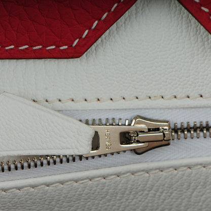 Hermes Taurillon Clemence Eclat Birkin 40 Sanguine Blanc 14 of 24