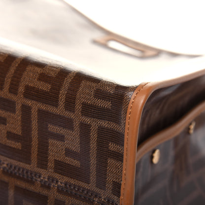 Fendi Glazed Fabric Vitello Century FF 1974 Stamp Patch Medium Peekaboo Defender Cover Mogano Panna Caramello 10 of 12