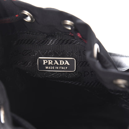 Prada Tessuto Nylon Rose Bucket Bag Black Rosso 9 of 11