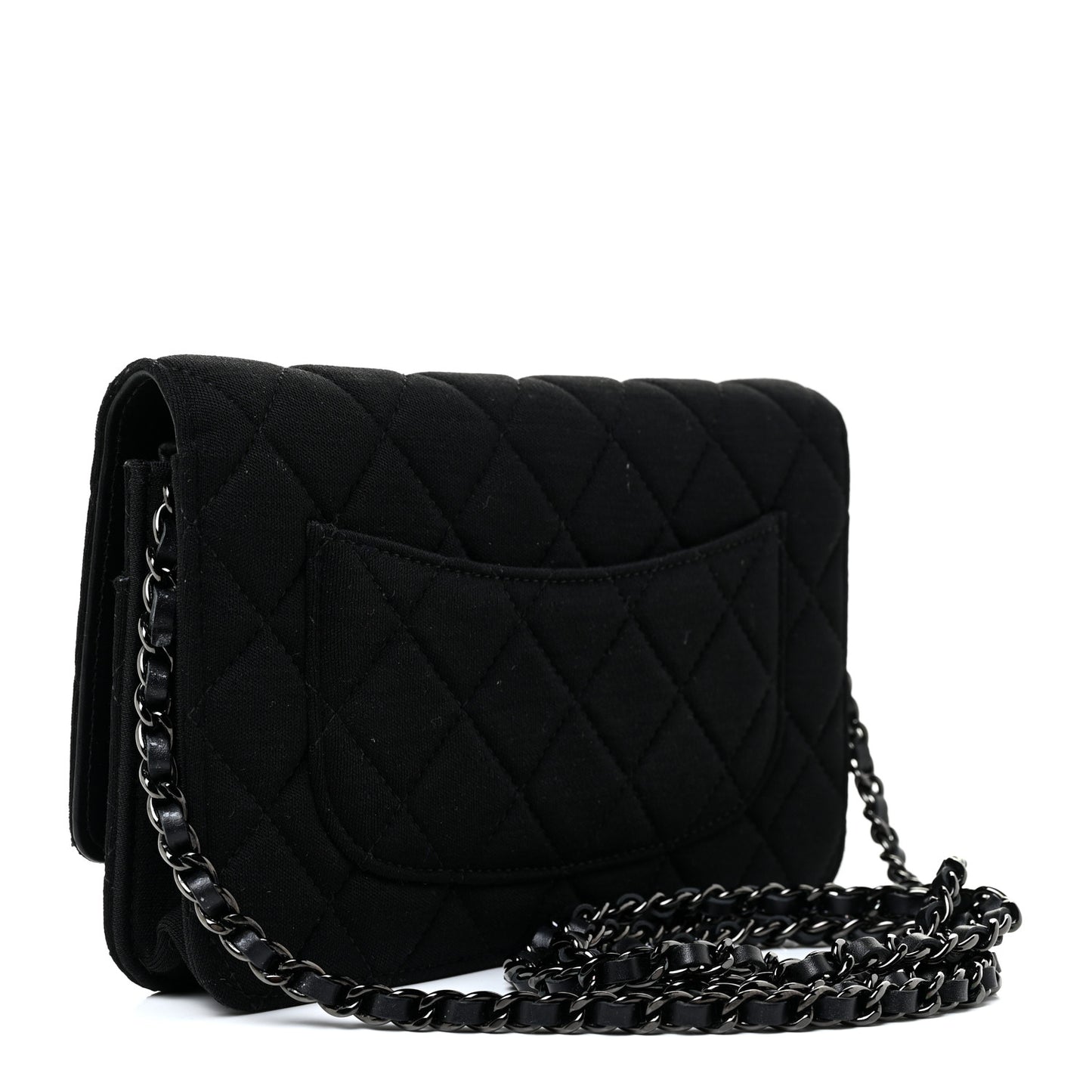 Jersey Quilted Reissue Wallet On Chain WOC Black