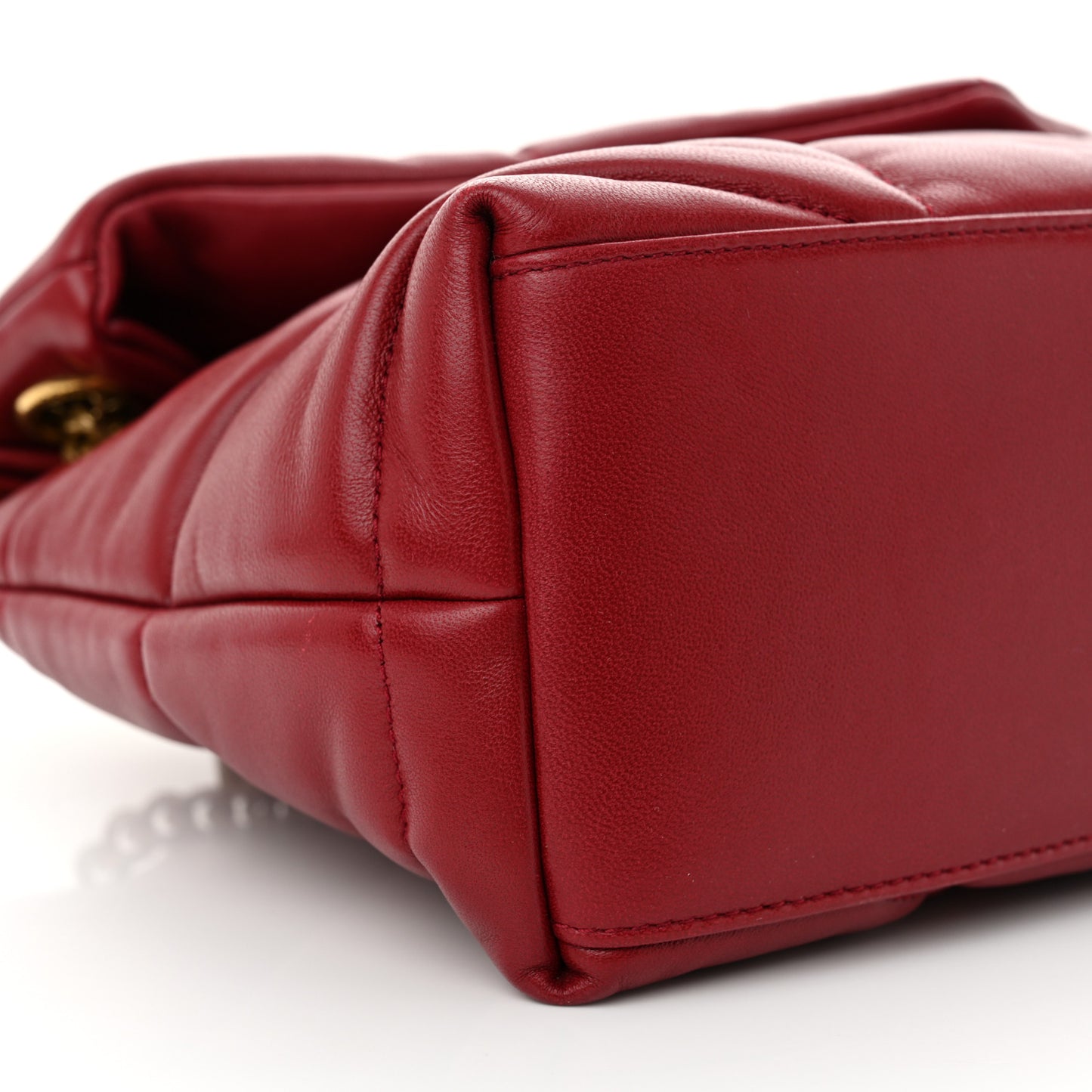 Lambskin Quilted Small Loulou Puffer Monogram Chain Satchel Red
