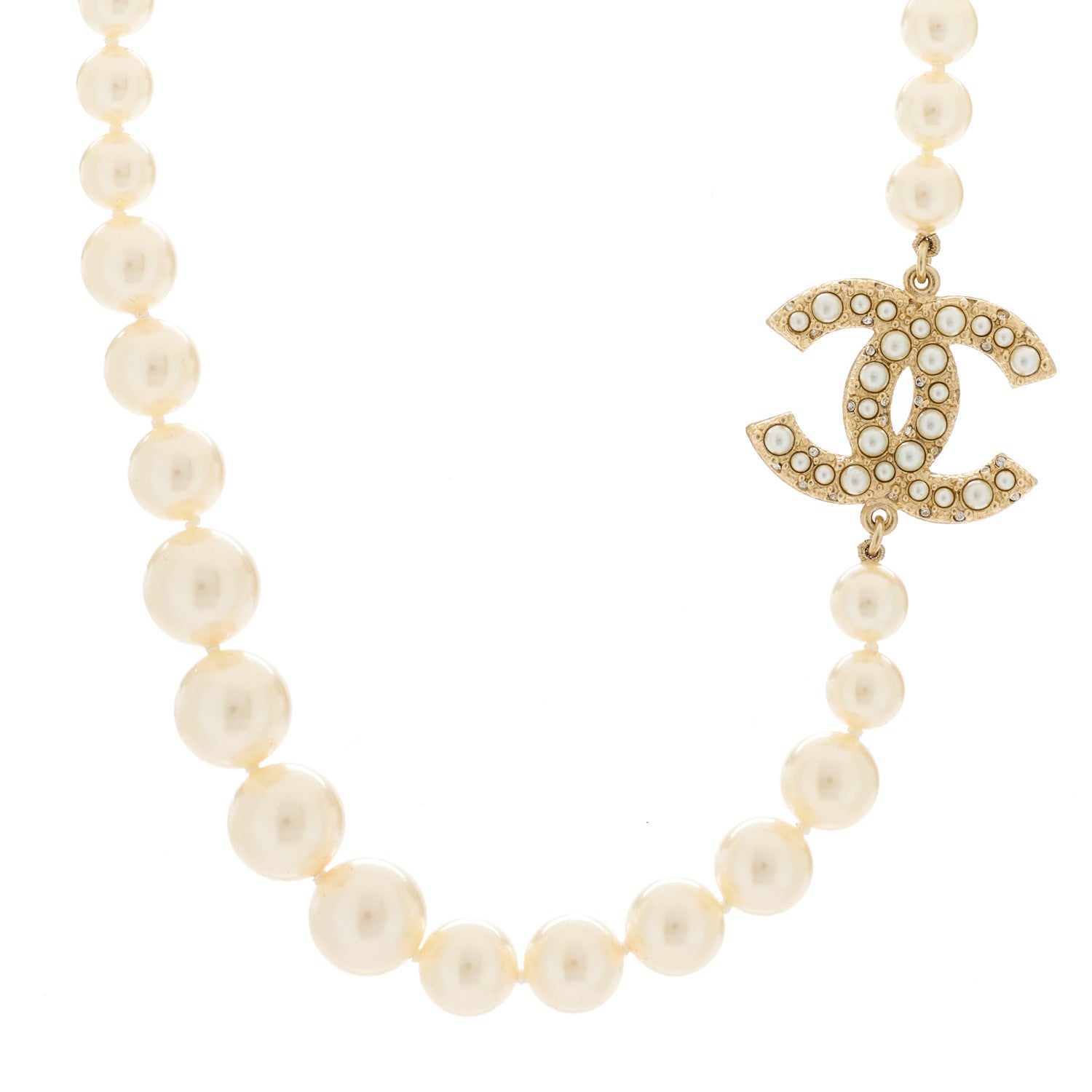 Chanel Pearl CC 100th Anniversary Necklace Light Gold 1 of 7