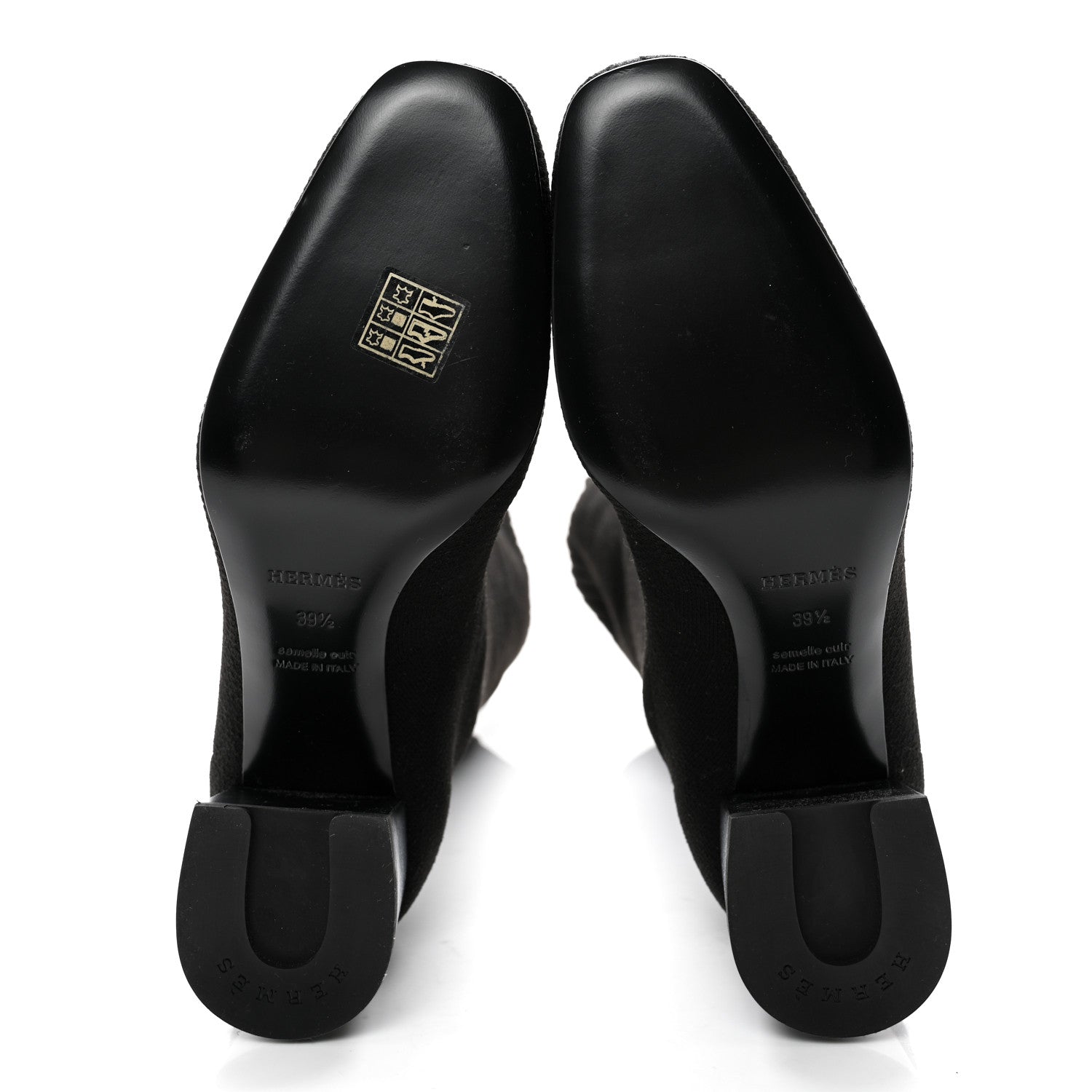 Hermes Knit Calfskin Fontaine 60 Boots 39.5 Black 5 of 9