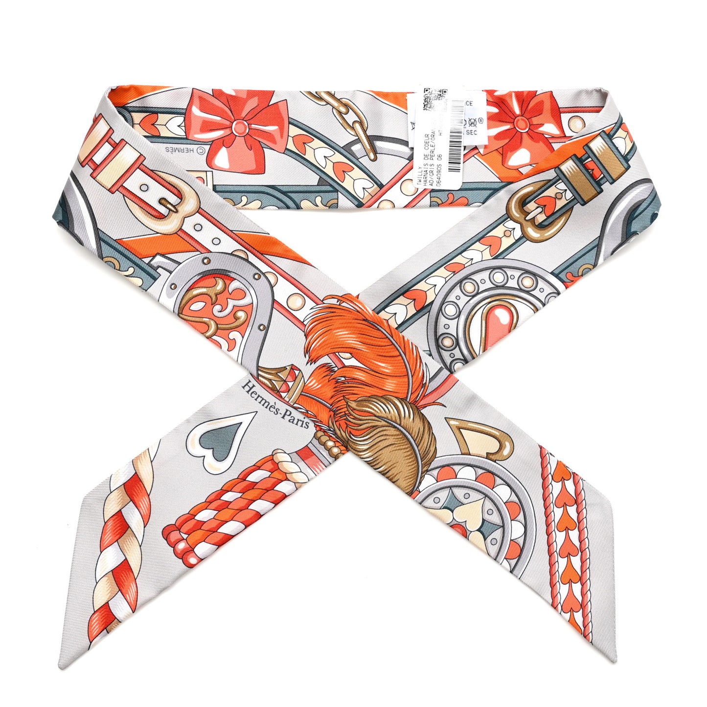 Silk Harnais De Coeur Twilly Gris Perle Orange Gris Bleute