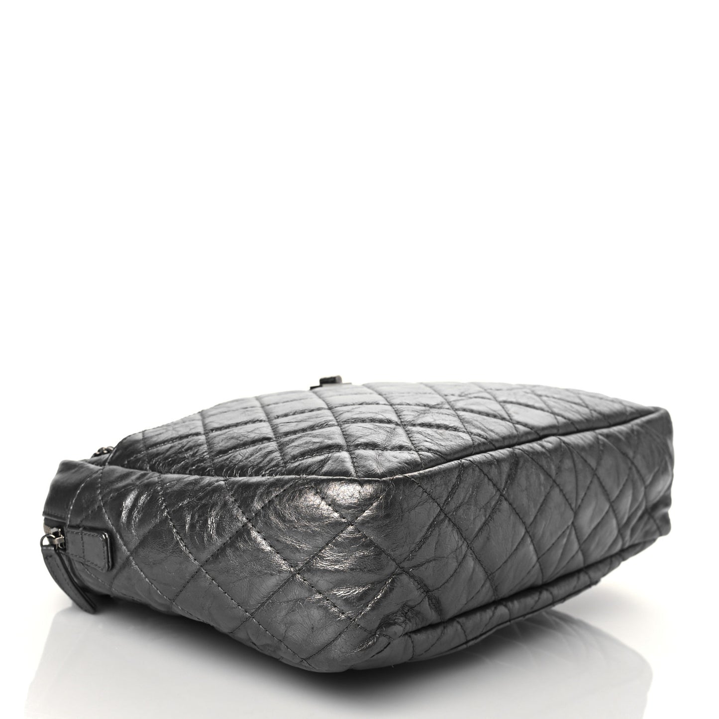 Metallic Aged Calfskin Quilted Large Reissue Camera Case Silver