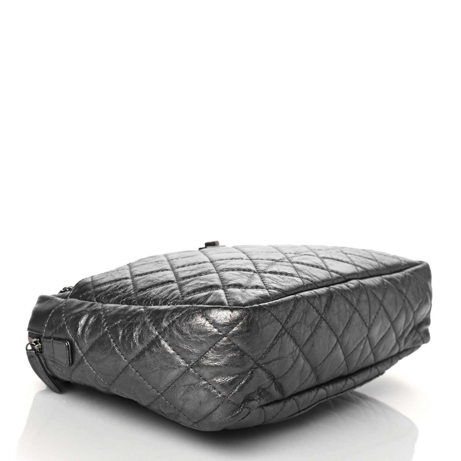 Chanel Metallic Aged Calfskin Quilted Large Reissue Camera Case Silver 4 of 10