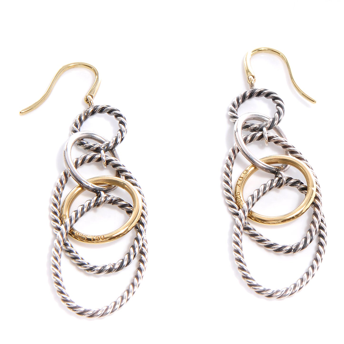 Sterling Silver 18K Yellow Gold Mobile Oval Drop Earrings