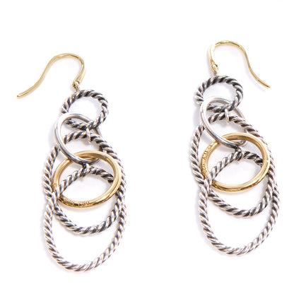 David Yurman Sterling Silver 18K Yellow Gold Mobile Oval Drop Earrings 1 of 5