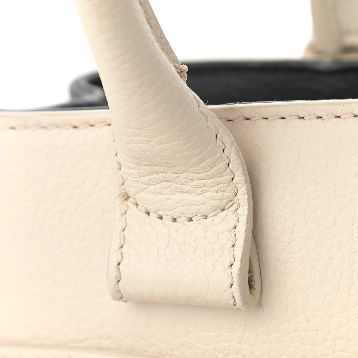 Grained Calfskin Mini Bi-Color Neo Executive Shopper Tote Beige Black