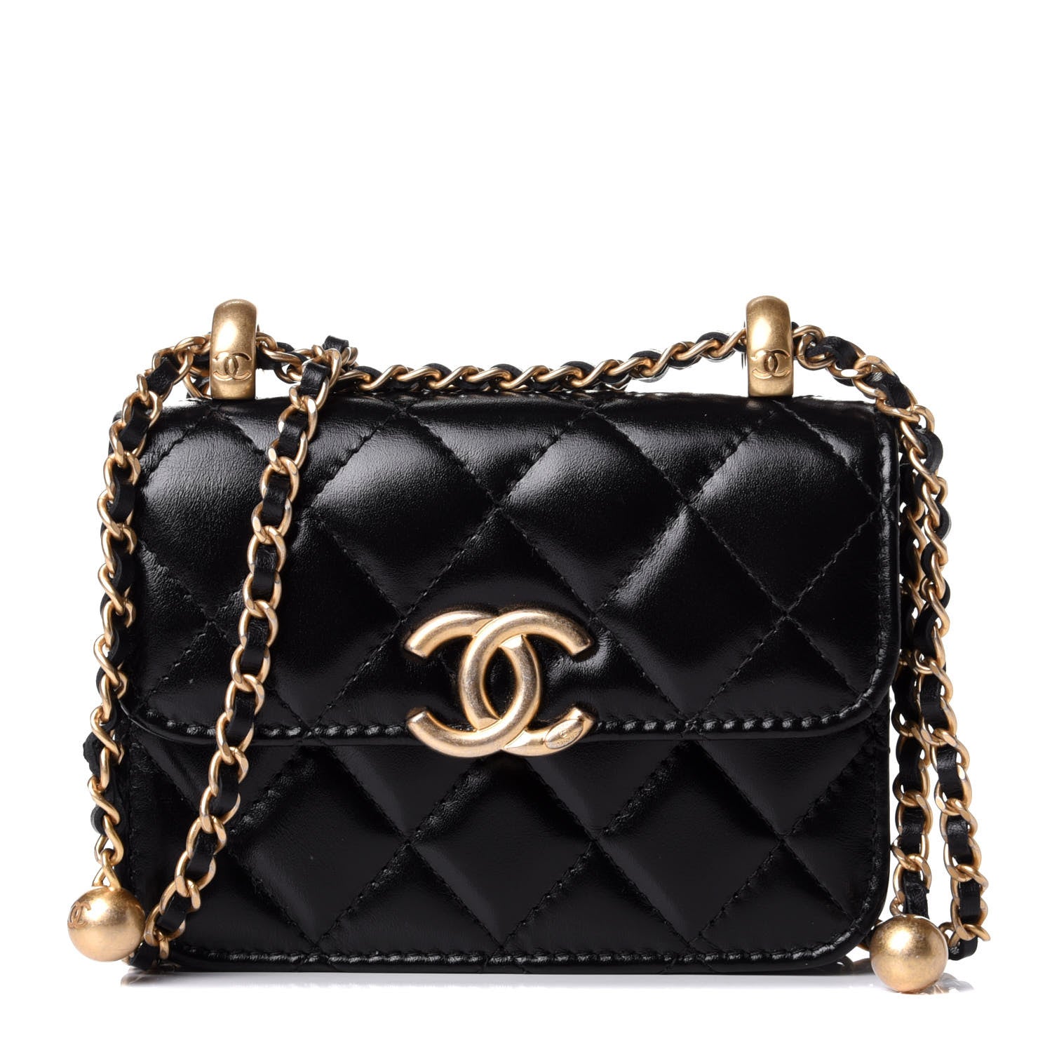 Chanel Calfskin Quilted Perfect Fit Coin Purse With Chain Black 1 of 4