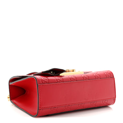 Gucci Guccissima Small Padlock Shoulder Bag Hibiscus Red 4 of 10