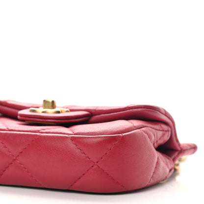 Chanel Calfskin Quilted Lady Handle Flap Card Holder With Chain Dark Pink 10 of 11