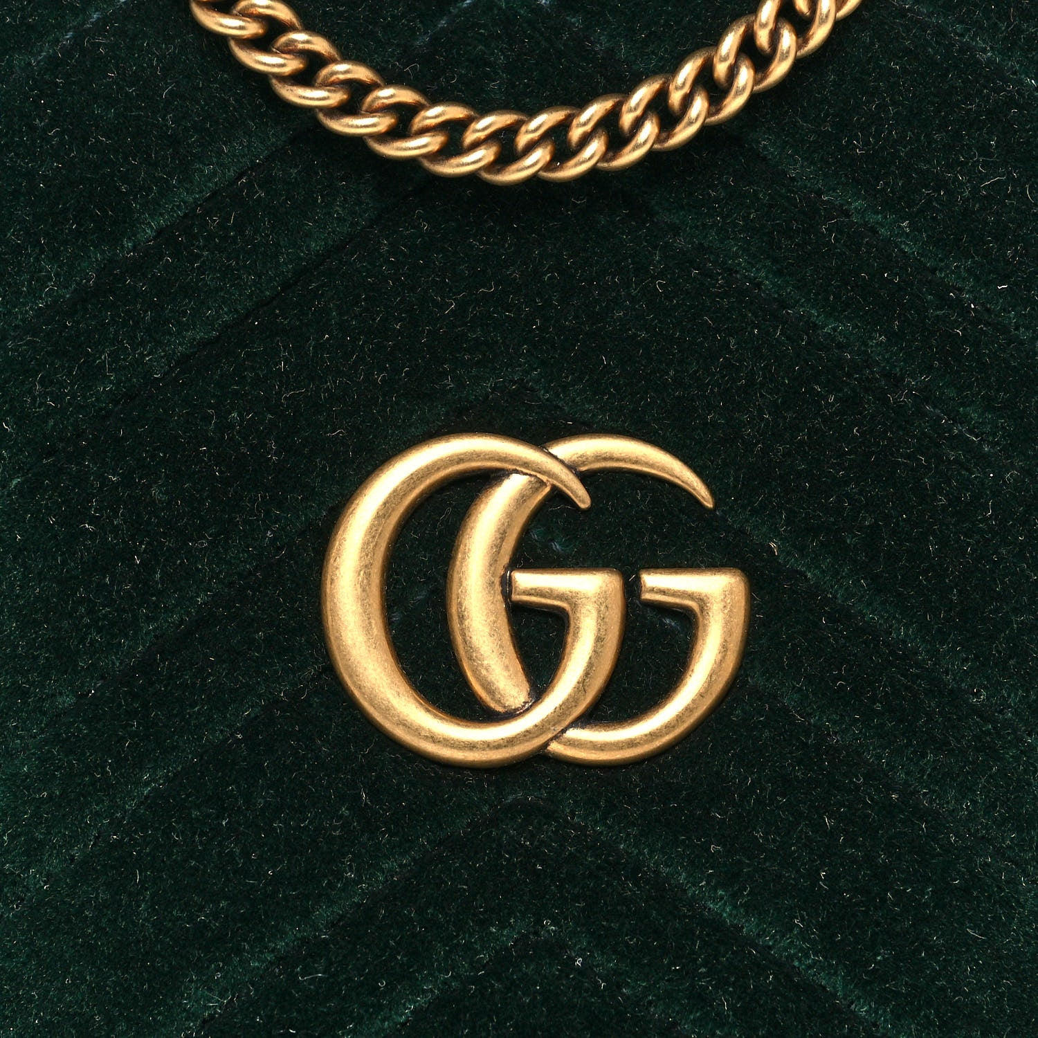 Gucci Velvet Matelasse Mini GG Marmont 2.0 Bucket Bag Dark Green 12 of 12
