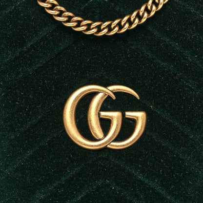 Gucci Velvet Matelasse Mini GG Marmont 2.0 Bucket Bag Dark Green 12 of 12
