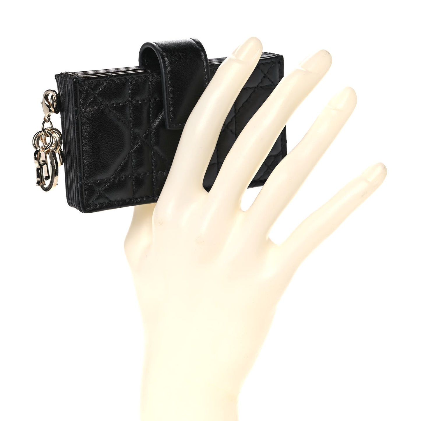Lambskin Cannage Lady Dior 5-Gusset Card Holder Black