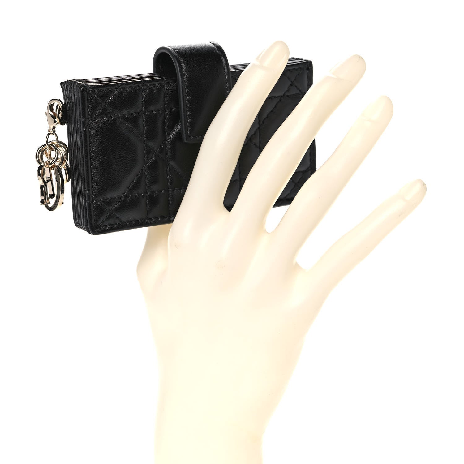 Christian Dior Lambskin Cannage Lady Dior 5-Gusset Card Holder Black 2 of 10