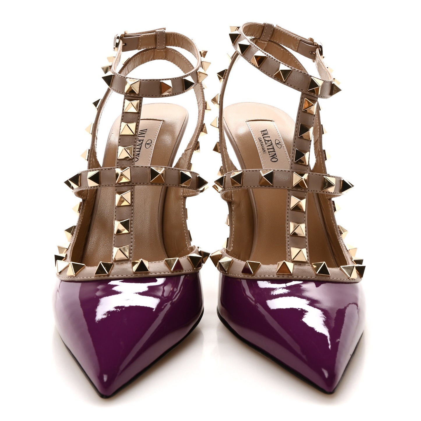 Patent Nappa Rockstud Ankle Strap 100mm Pumps 37.5 Purple Poudre