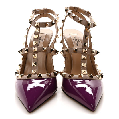 Valentino Garavani Patent Nappa Rockstud Ankle Strap 100mm Pumps 37.5 Purple Poudre 3 of 9