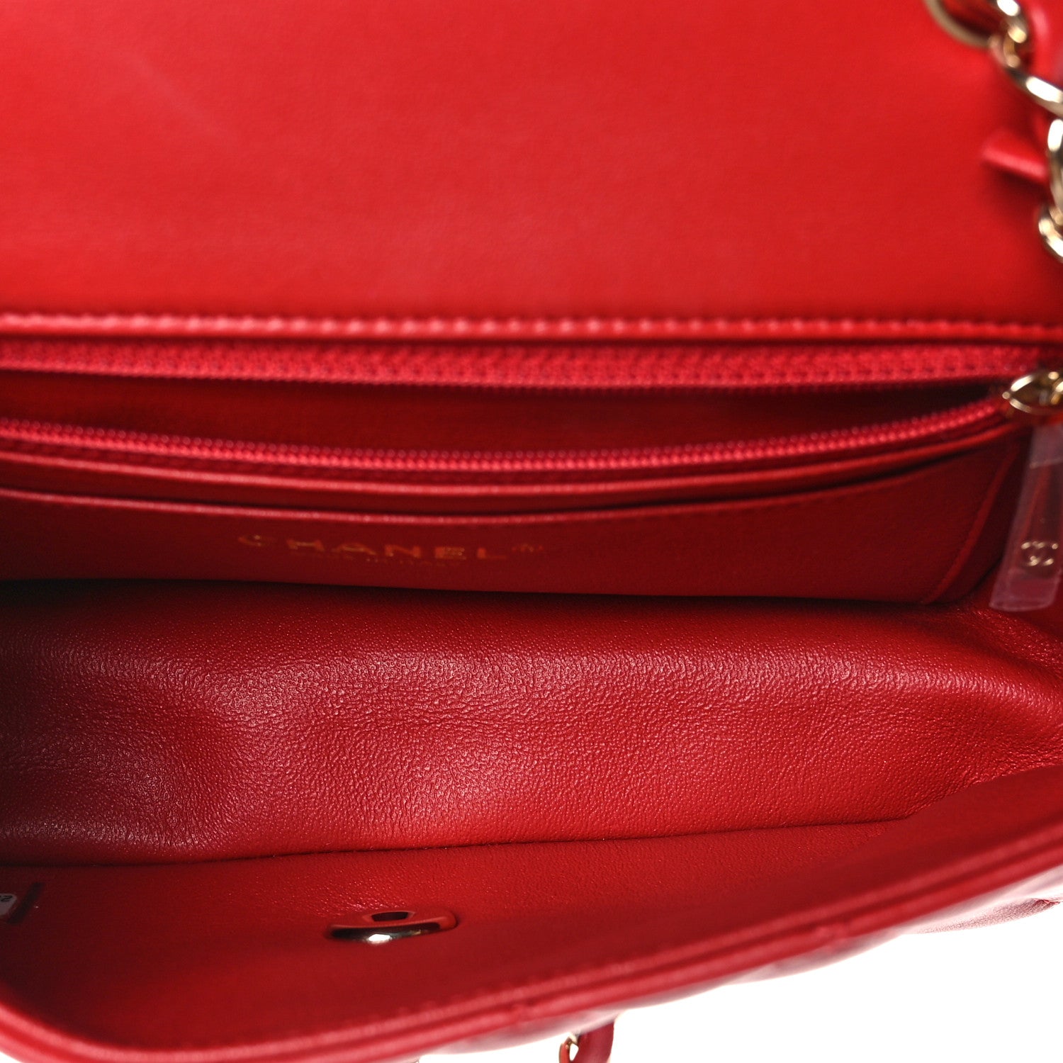 Chanel Lambskin Quilted Mini Rectangular Flap Red 5 of 9