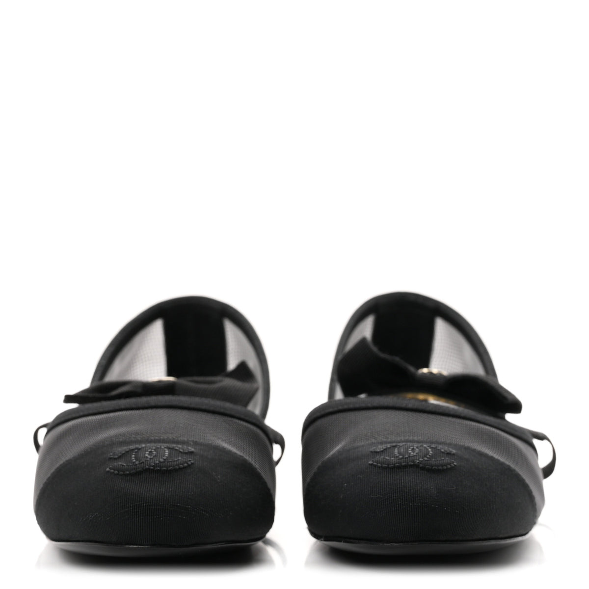 Chanel Mesh Grosgrain Mary Janes Flats 37 Black 3 of 10