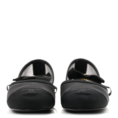 Chanel Mesh Grosgrain Mary Janes Flats 37 Black 3 of 10