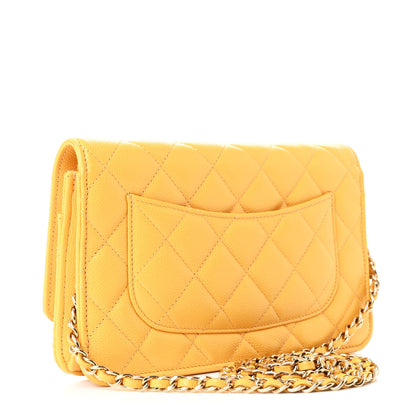Chanel Caviar Quilted Wallet on Chain WOC Yellow 3 of 11
