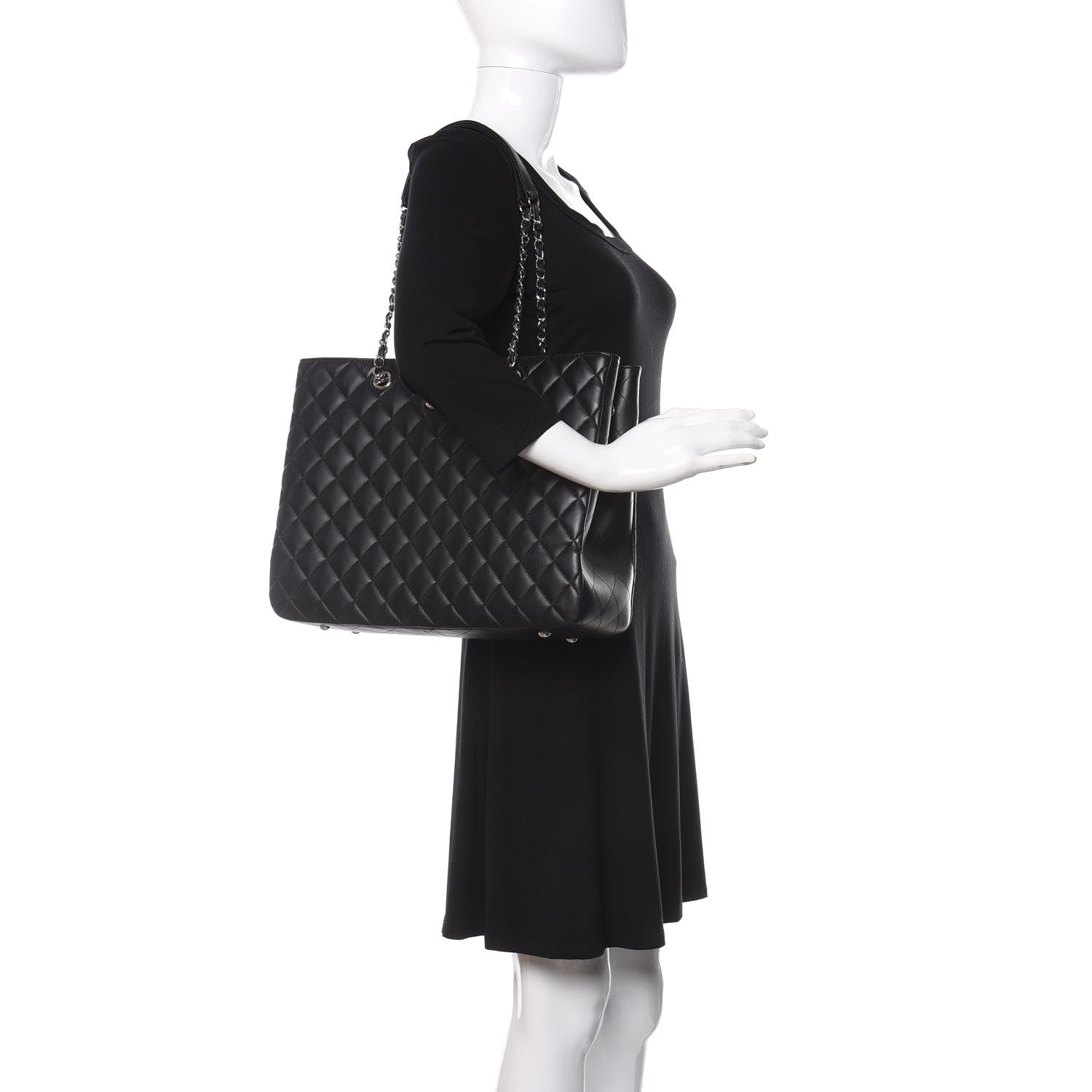 Chanel Calfskin Quilted Large CC Shopping Tote Black 3 of 19