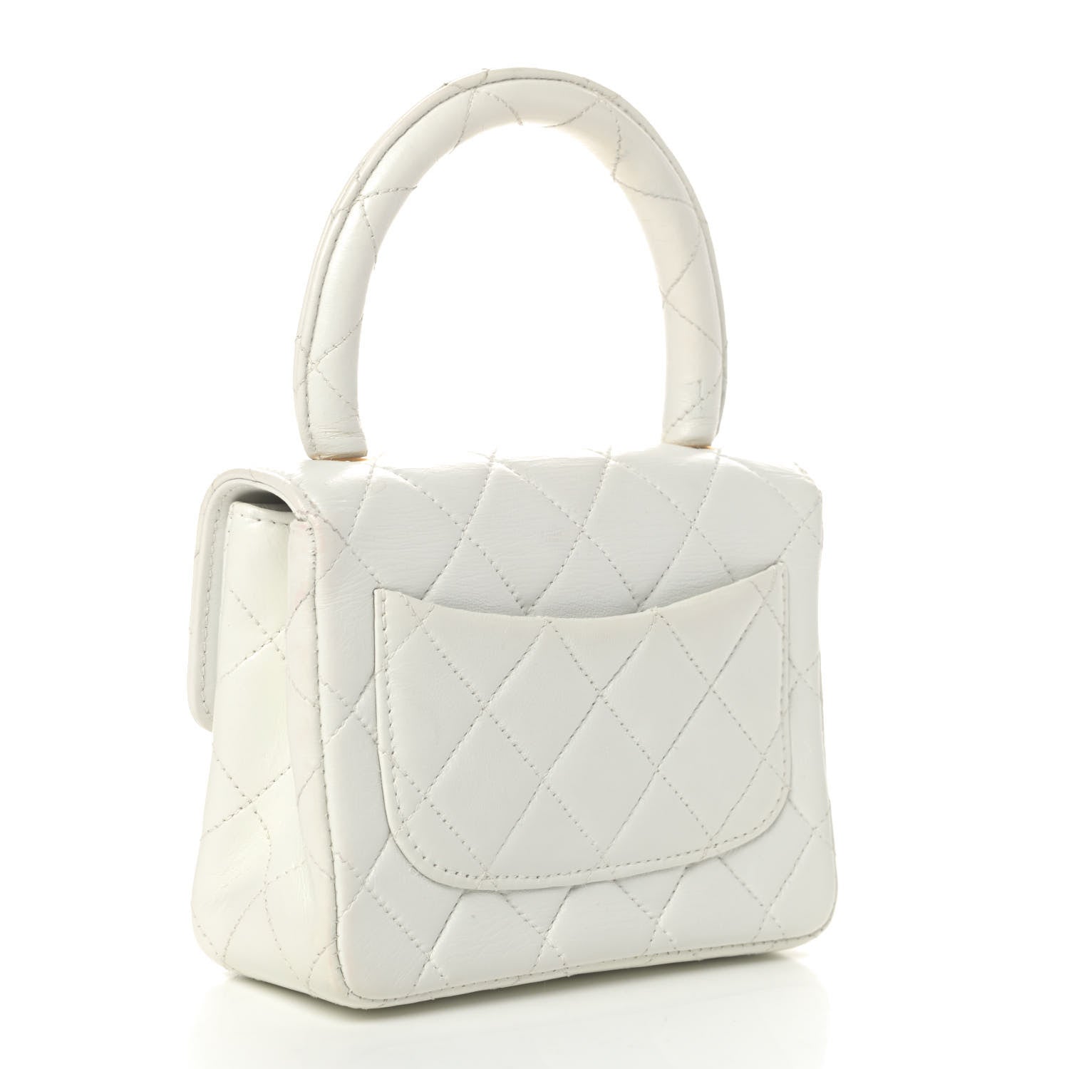 Chanel Lambskin Quilted Mini Top Handle Square Flap White 2 of 7