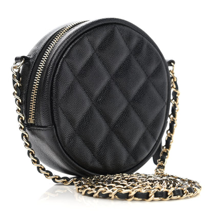 Chanel Caviar Quilted Round Clutch With Chain Black 3 of 11