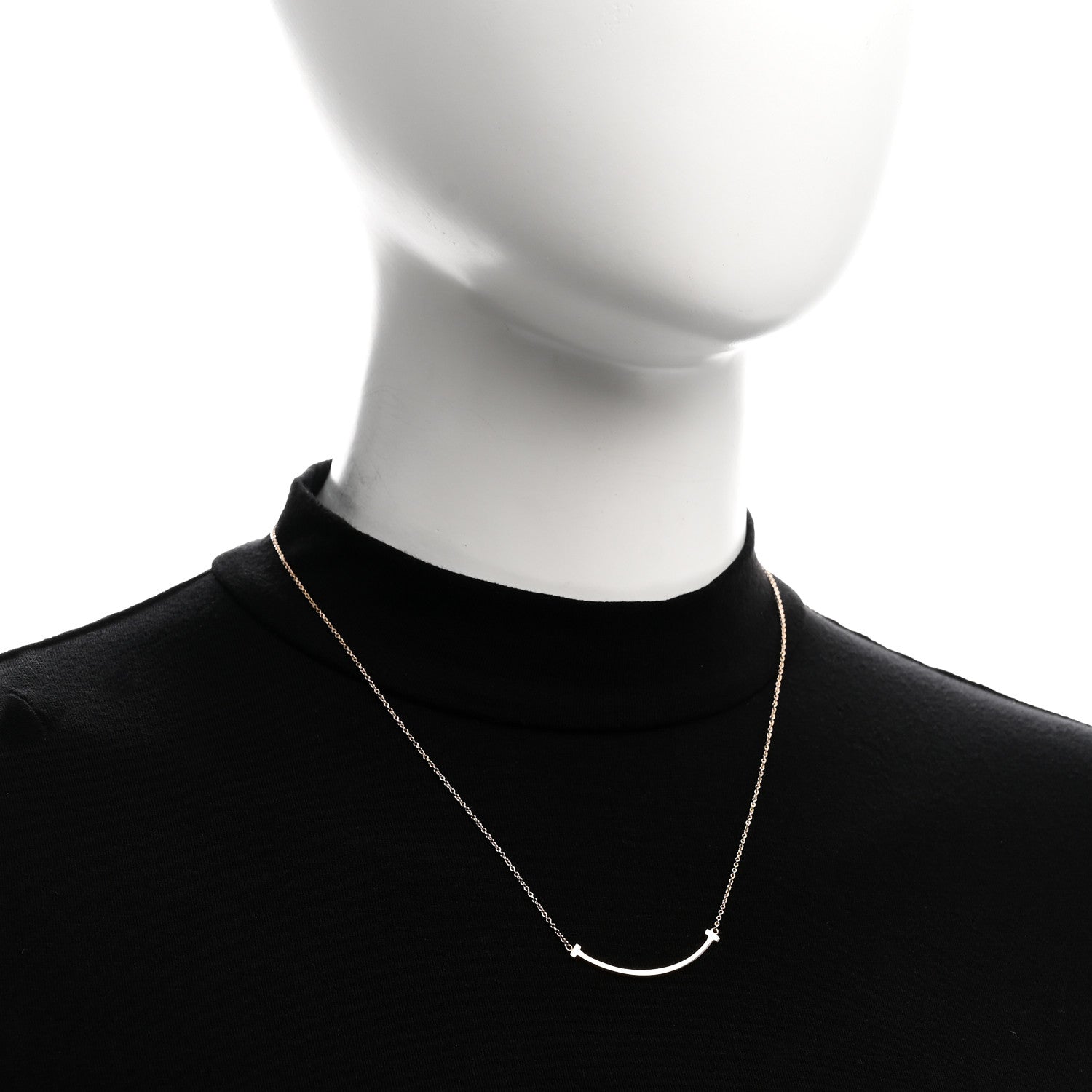 Tiffany 18K Rose Gold Small T Smile Pendant Necklace 2 of 5