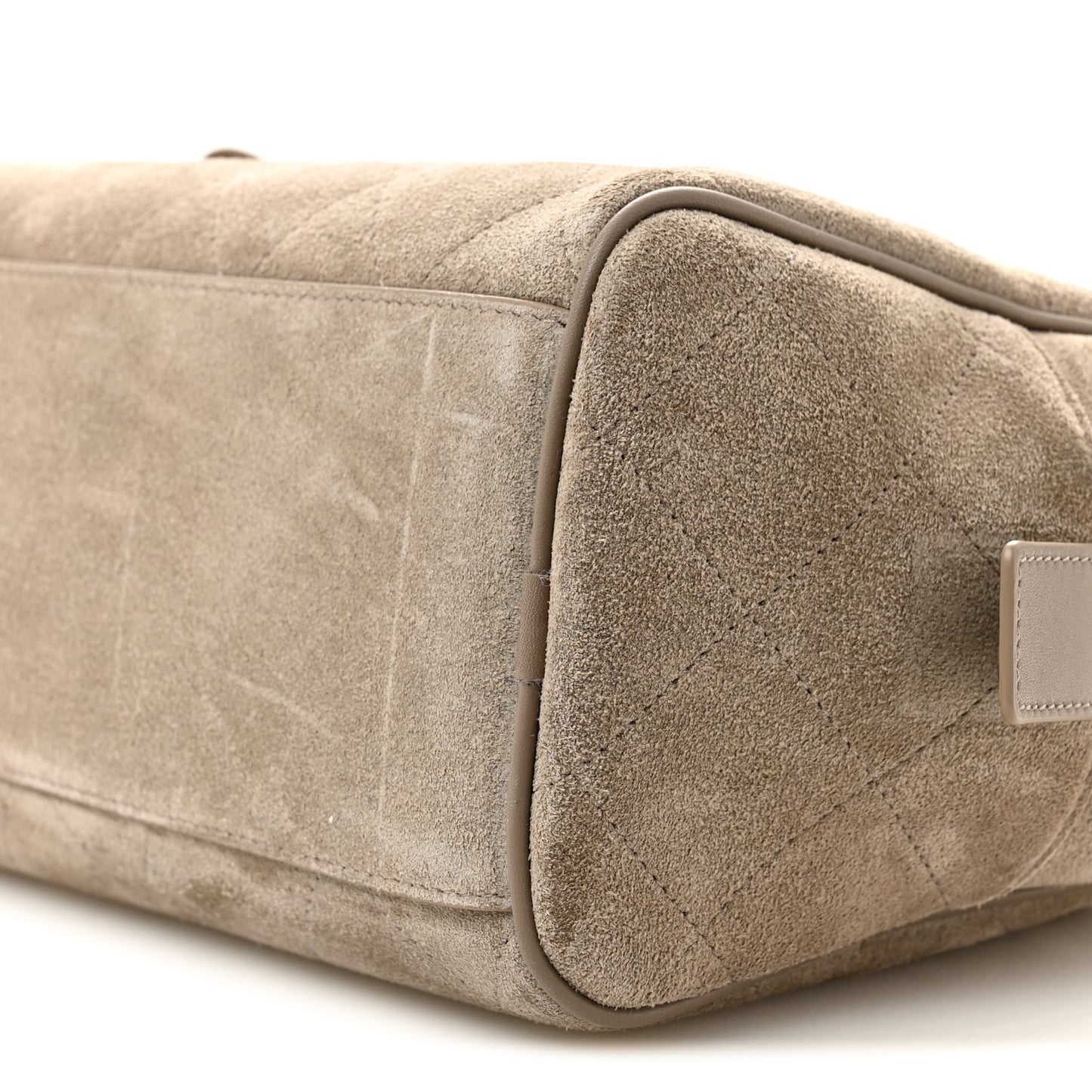 Suede Calfskin Large Perfect Bowling Bag Grey
