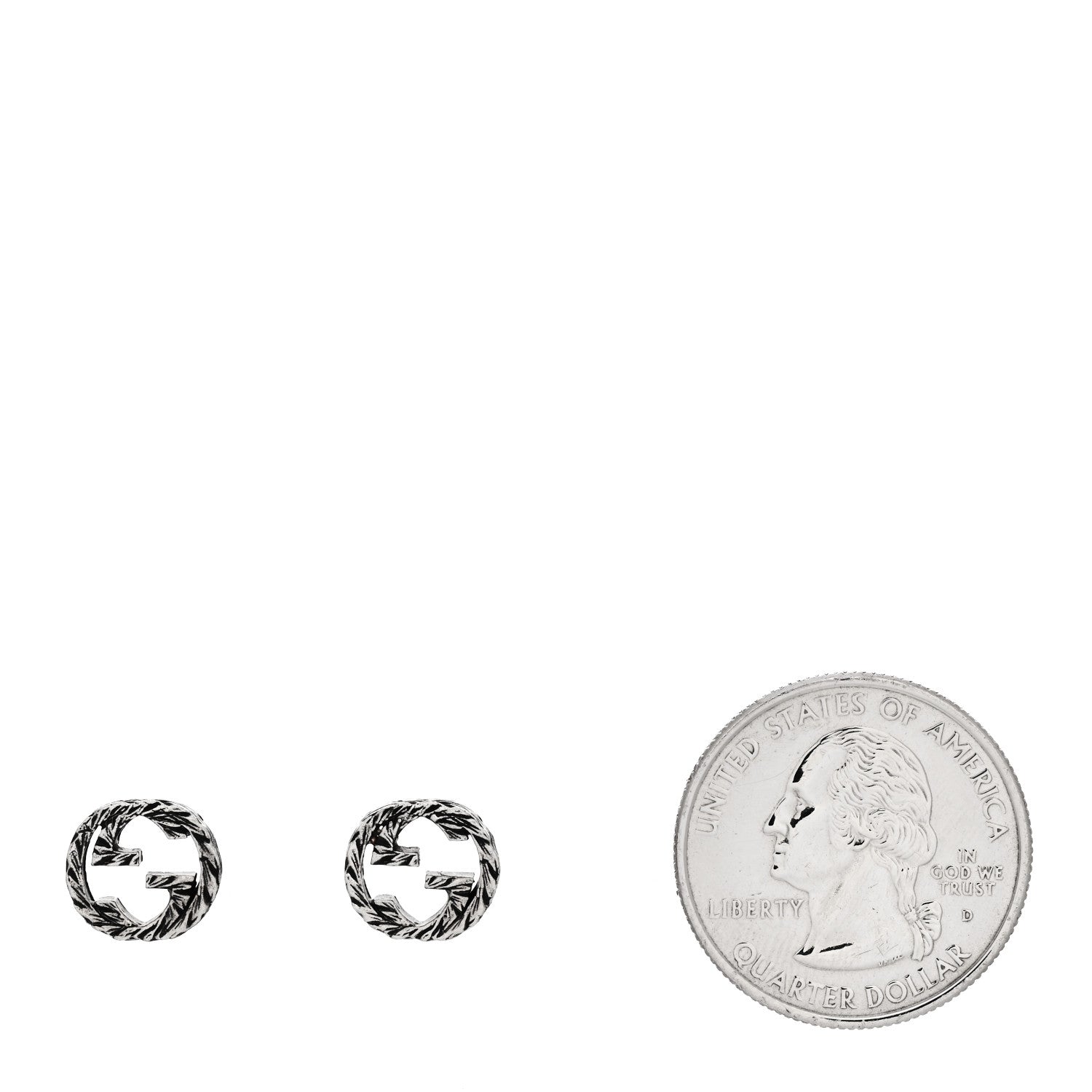 Gucci Sterling Silver Textured Interlocking G Stud Earrings 2 of 6