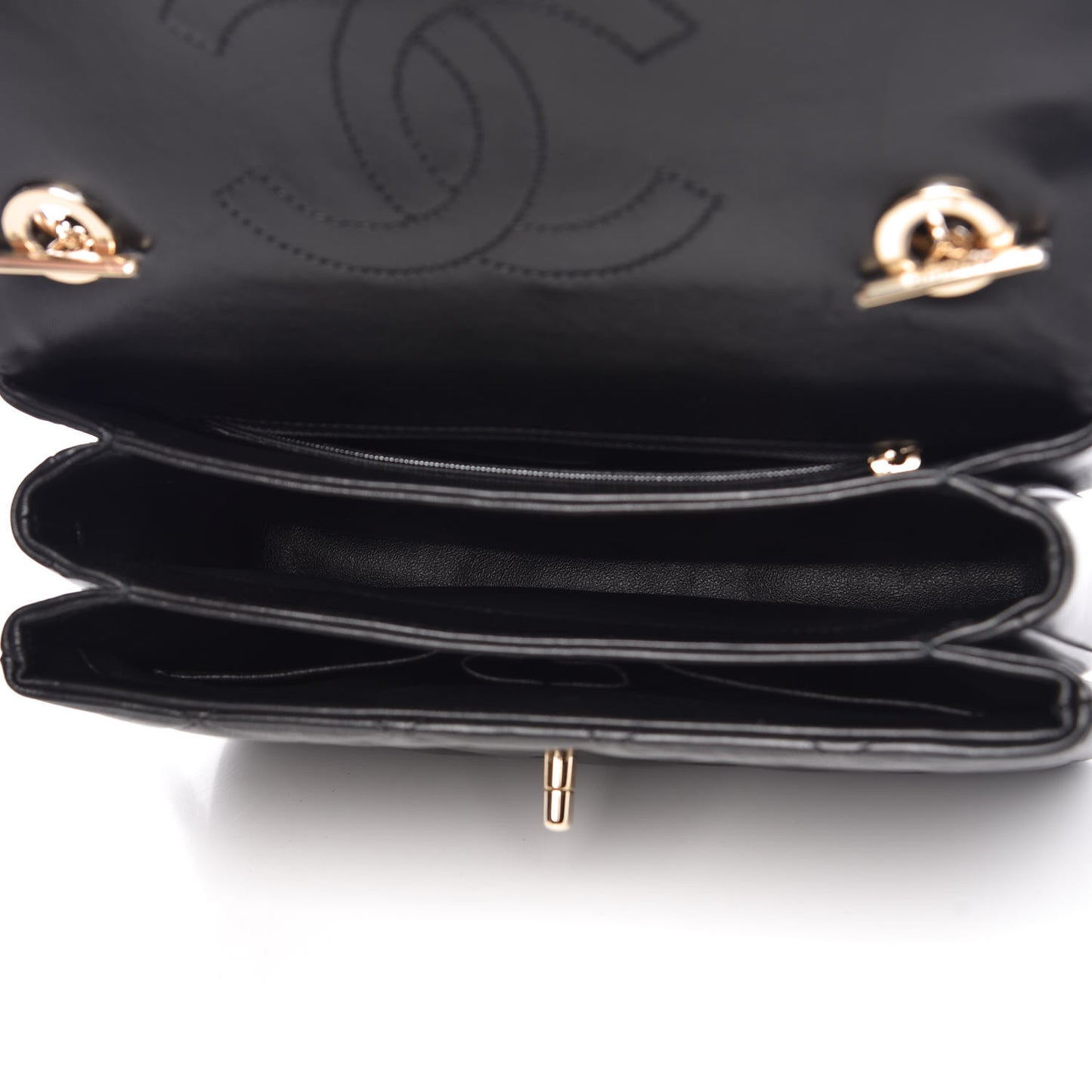 Lambskin Quilted Small Trendy CC Dual Handle Flap Bag Black