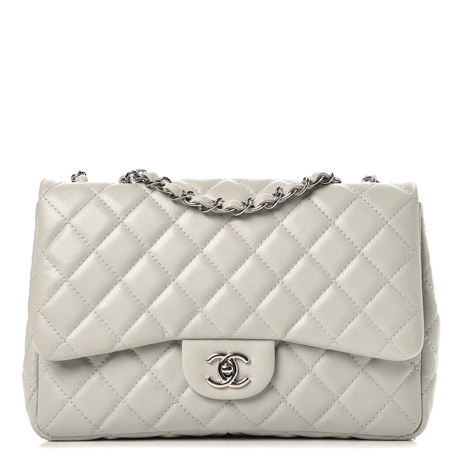 Chanel Washed Caviar Jumbo Single Flap Grey 1 of 9