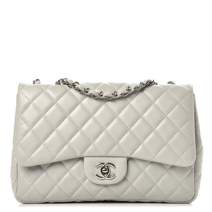 Chanel Washed Caviar Jumbo Single Flap Grey 1 of 9