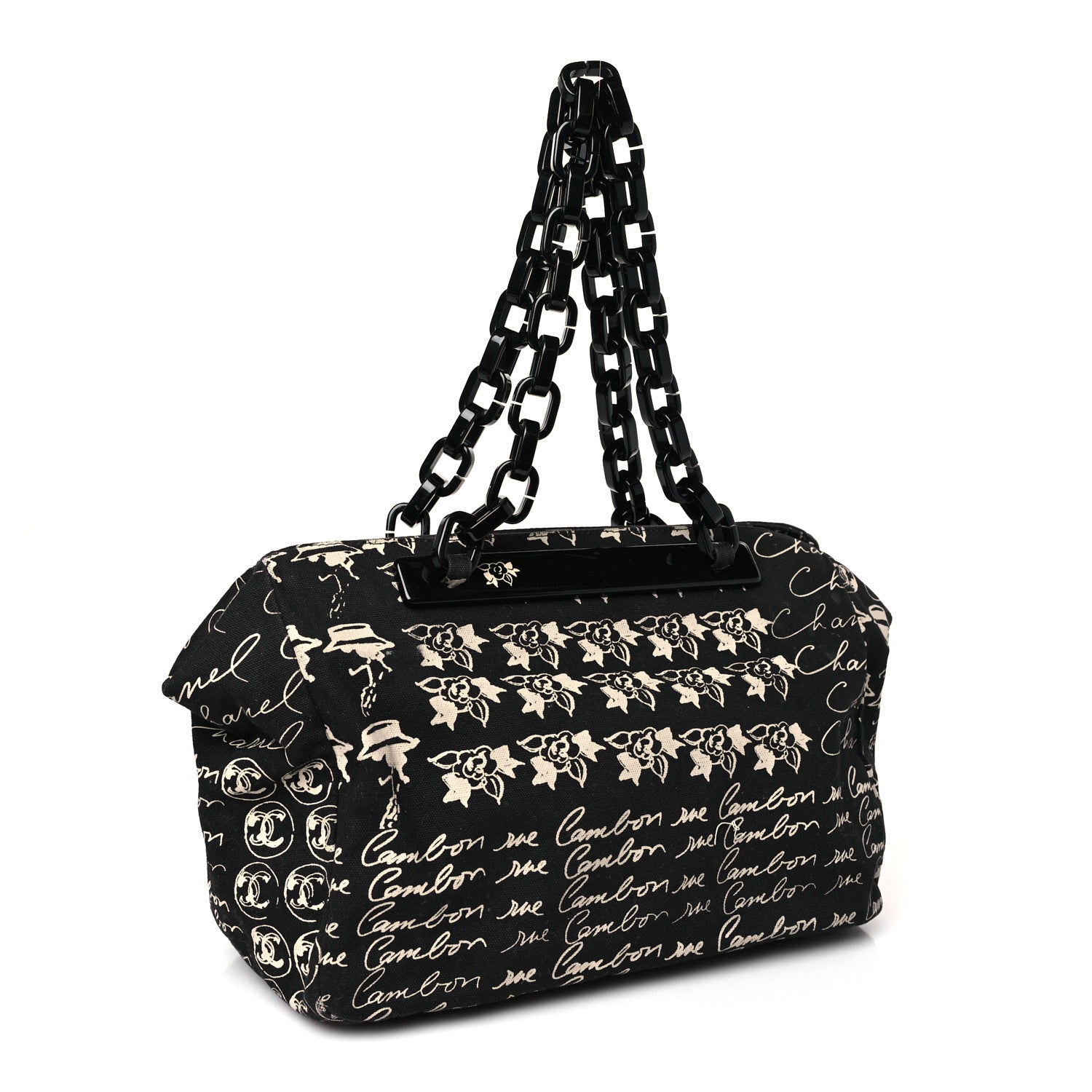 Chanel Canvas Camellia Flower Tote Black 3 of 9