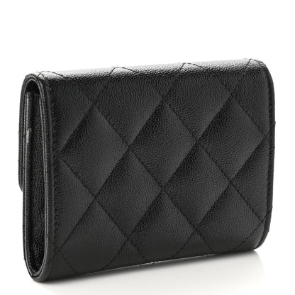Chanel Shiny Caviar Quilted Studded CC Flap Card Holder Black 3 of 9
