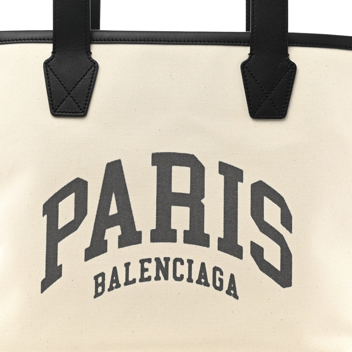 Balenciaga Cotton Canvas Calfskin Cities Paris Jumbo Small Tote Bag White 8 of 10