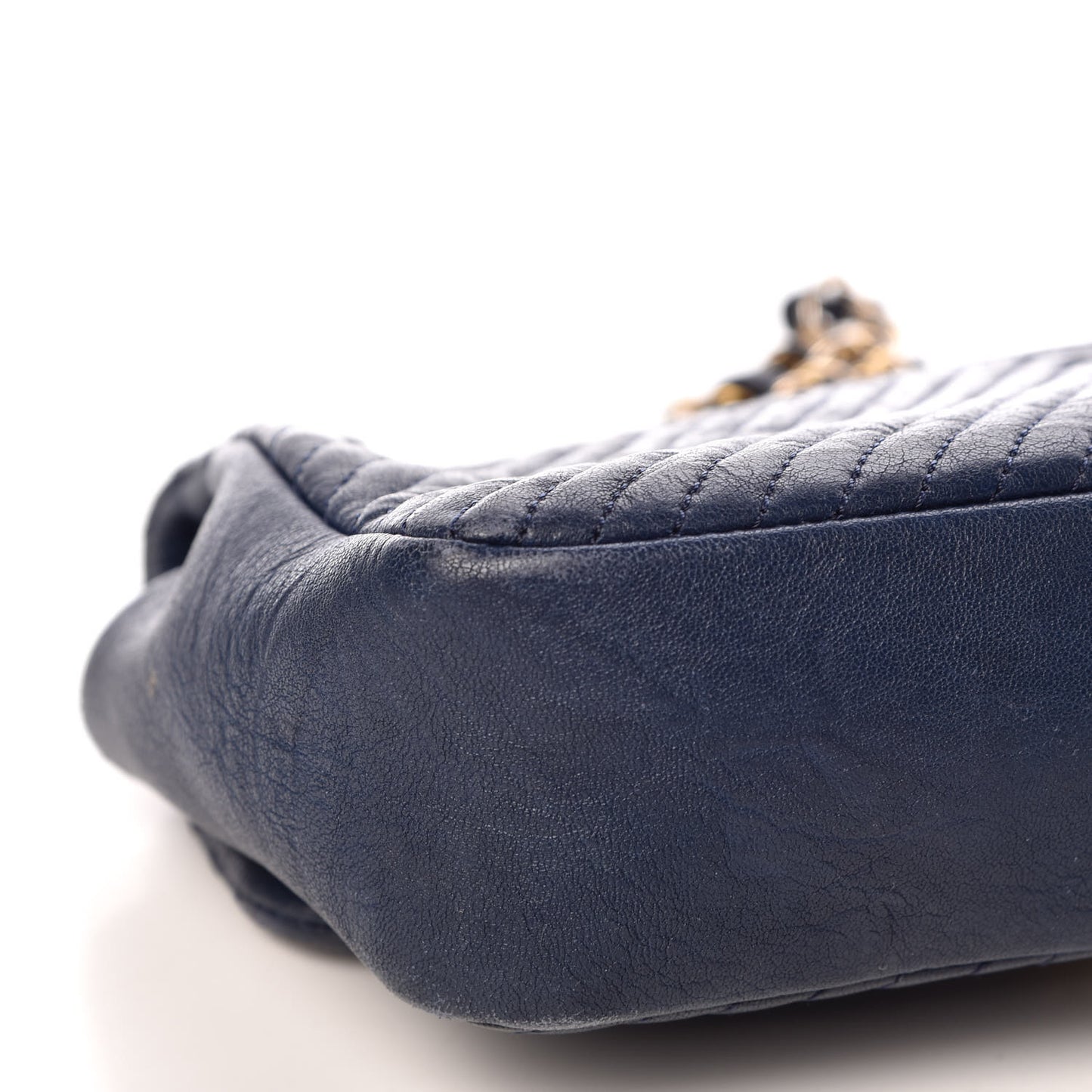 Calfskin Surpique Chevron Small Flap Navy