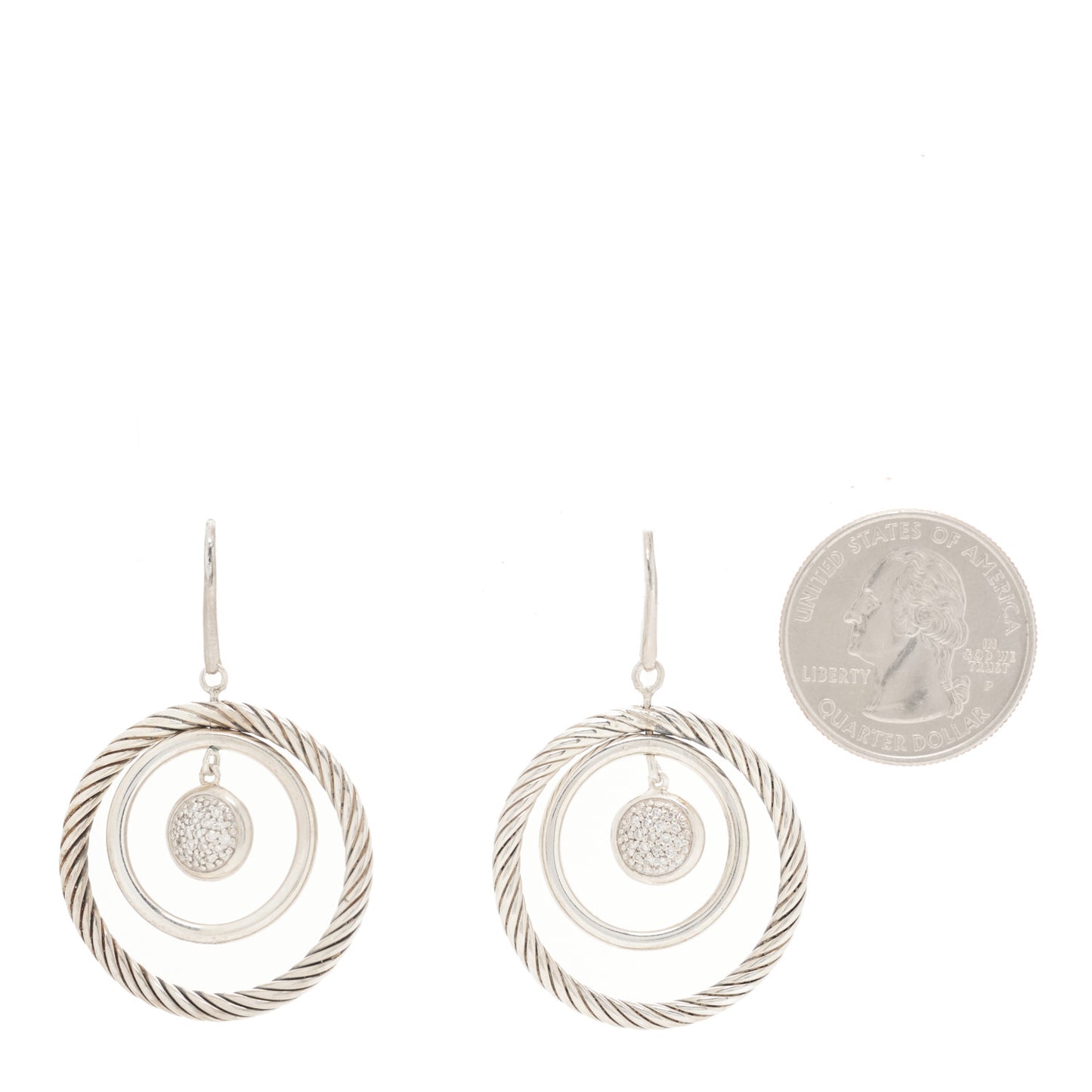 Sterling Silver Diamond Mobile Circle Earrings
